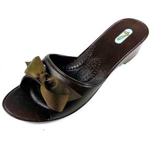 OkA b Madison Brown Bow Slides Sz.M/L